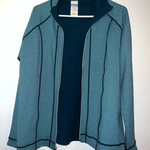 Kirkland dark teal stripped/ dark teal reversible jacket.